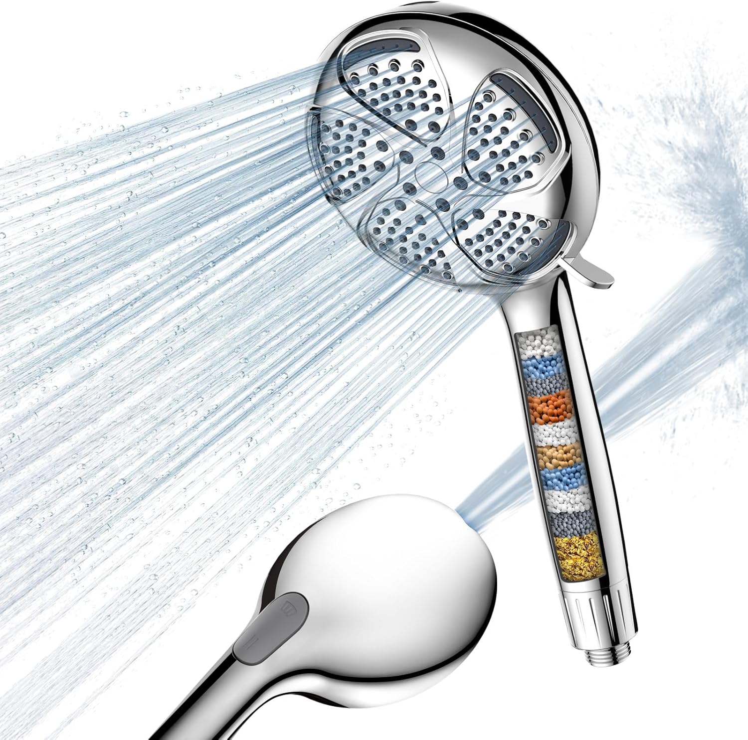 FEELSO 7 Strahlarten Wassersparender Duschkopf mit 1,5 M Schlauch
