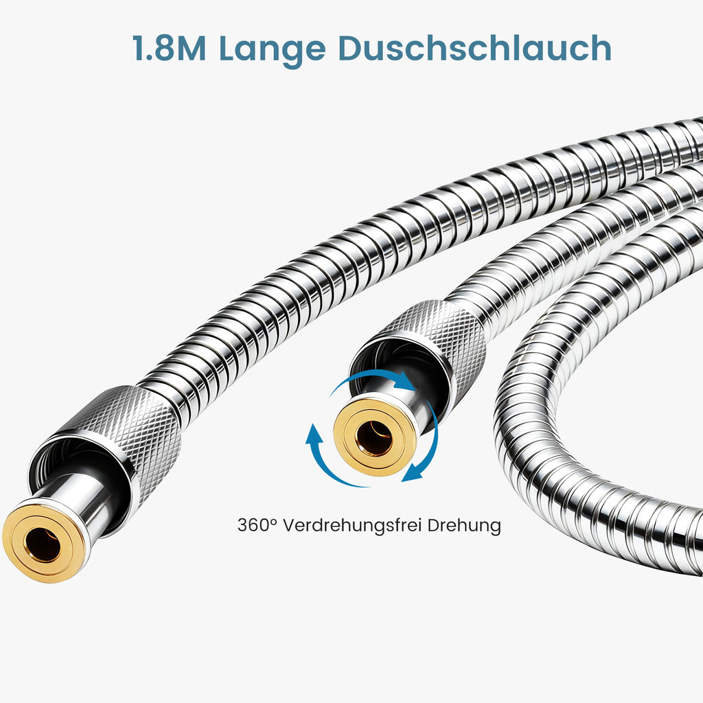 FEELSO Edelstahl Duschschlauch, Auslaufsicher, Universeller Standard G1/2, Langes Brauseschlauch für Anti-Explosions & Knickschutz & Hochdruckbeständig, Ersatz Shower Hose