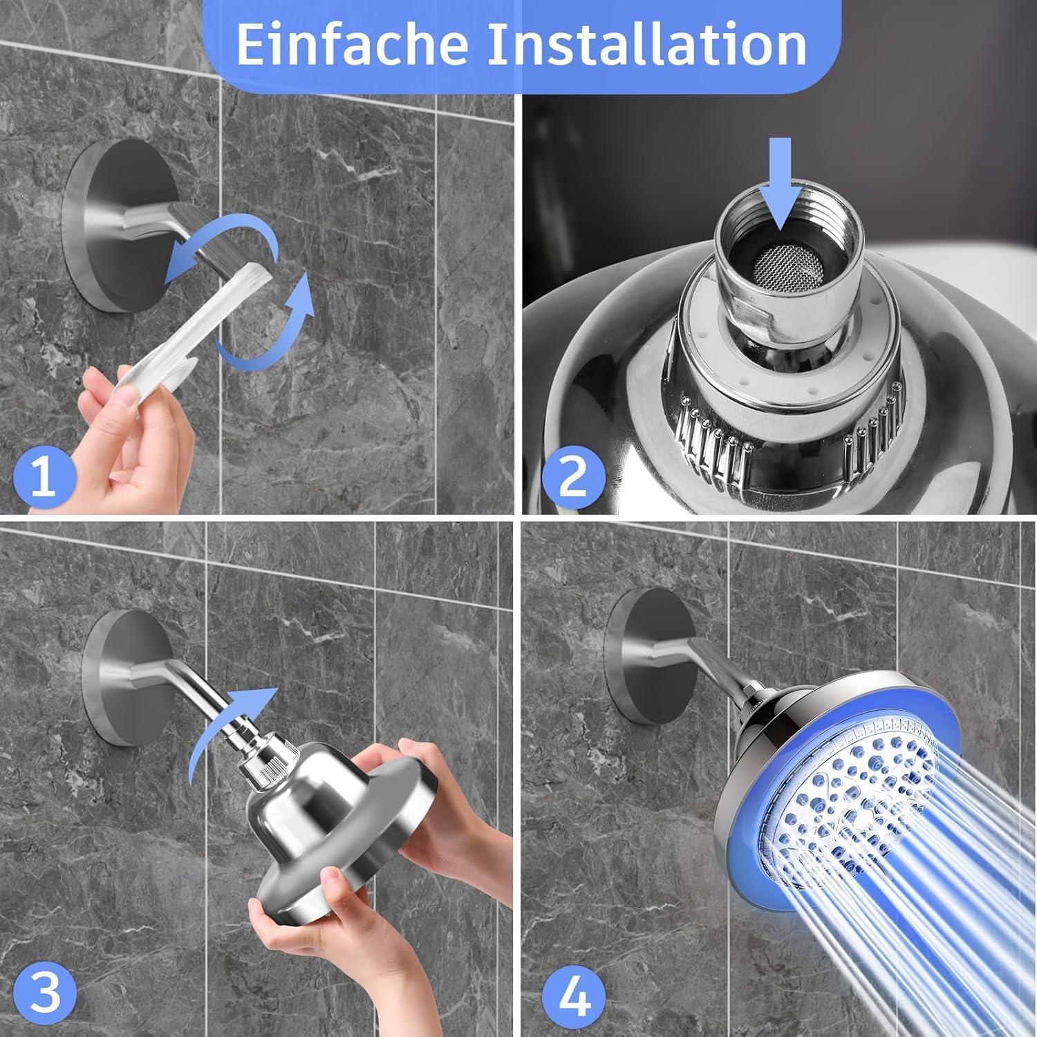 FEELSO LED Duschkopf Regendusche 6,3 Zoll