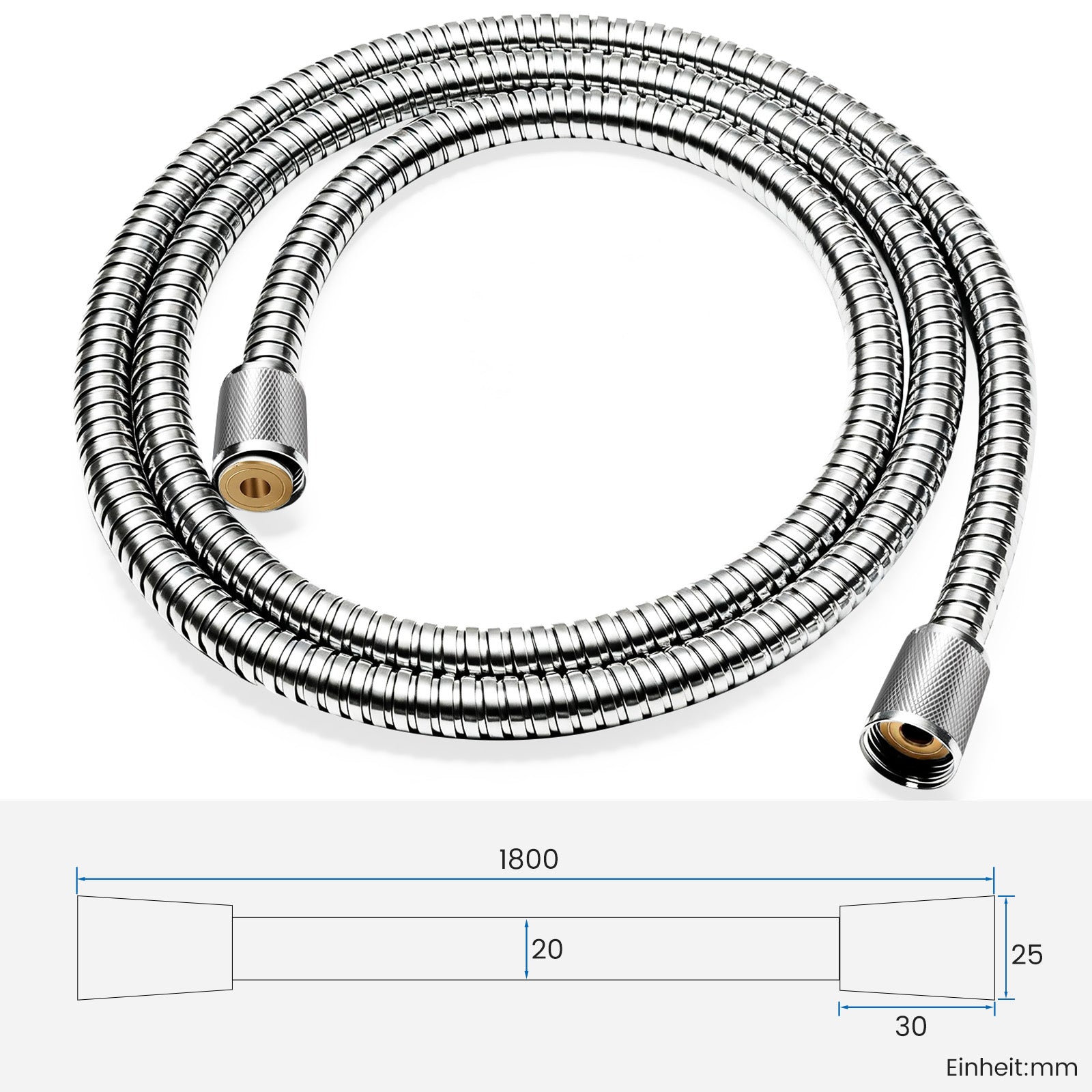 FEELSO Edelstahl Duschschlauch, Auslaufsicher, Universeller Standard G1/2, Langes Brauseschlauch für Anti-Explosions & Knickschutz & Hochdruckbeständig, Ersatz Shower Hose