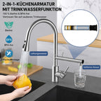 FEELSO Wasserhahn Küche Ausziehbar, 360°Drehbare Küchenarmatur mit Filter, Hochdruck Spültischarmatur mit 2 Strahlarten aus Edelstahl